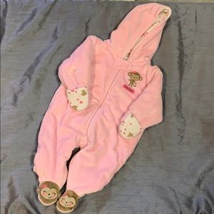 Carter’s brand pink baby monkey bunting 6 months